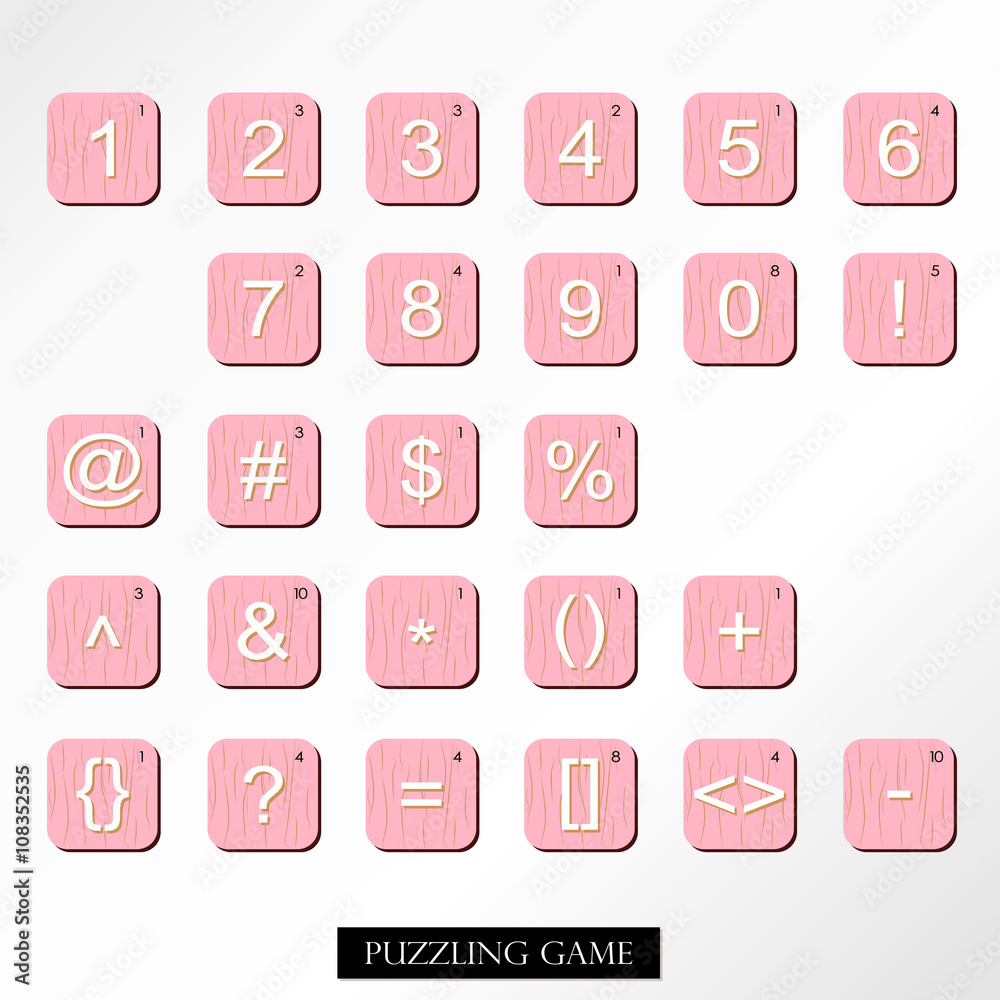 White pink brown number font