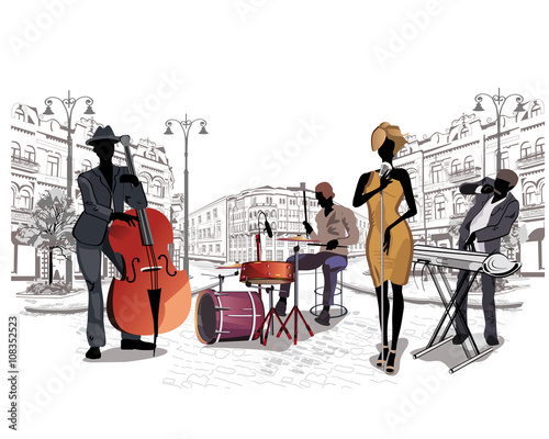 Series of the streets with musicians in the old city.
