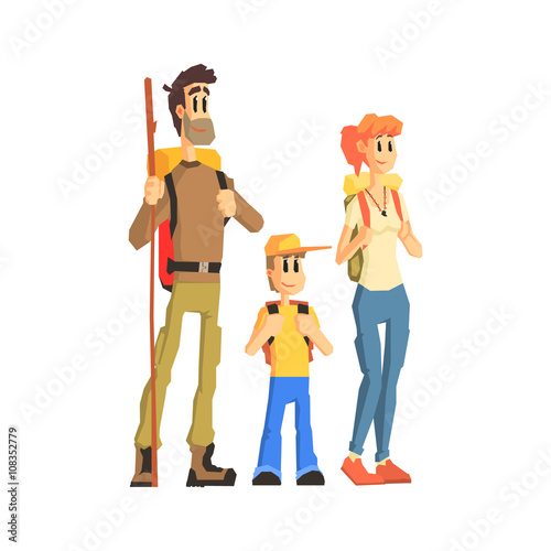 Family Of Three Ready For Hike