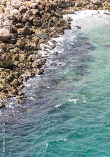 Aqua Sea Against Rocks