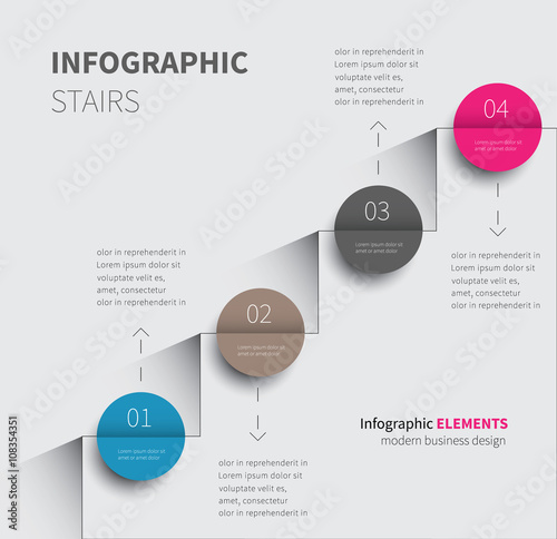infographic stairs background / vector stairs with 4 options, upward circle steps