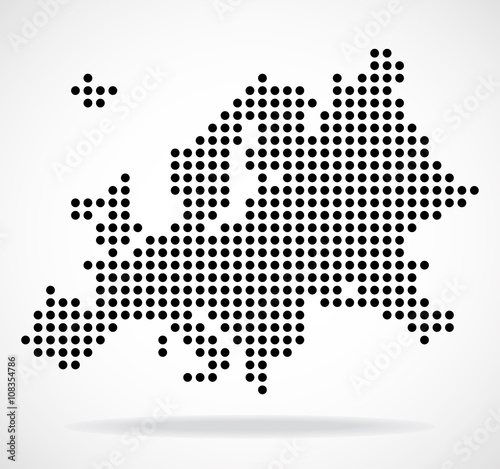 Abstract map of Europe from round dots, vector illustration