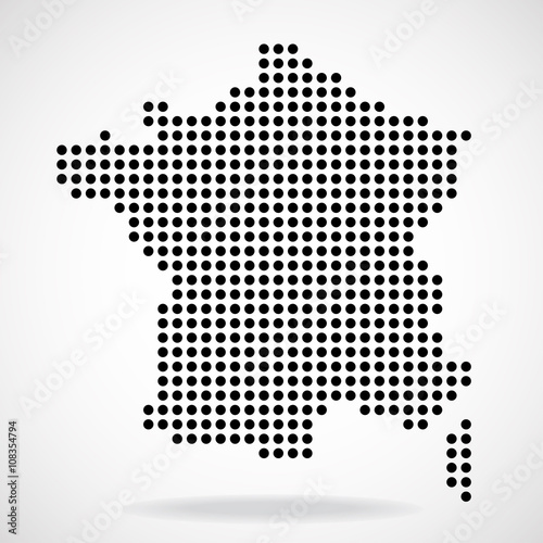 Abstract map of France from round dots, vector illustration