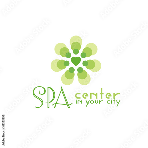 Spa logo center in city
green logo spa services flower on a white background
