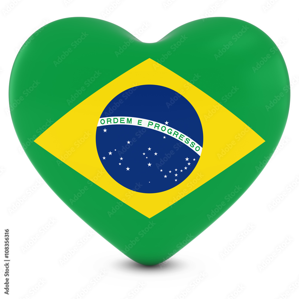 Fototapeta premium Love Brazil Concept Image - Heart textured with Brazilian Flag