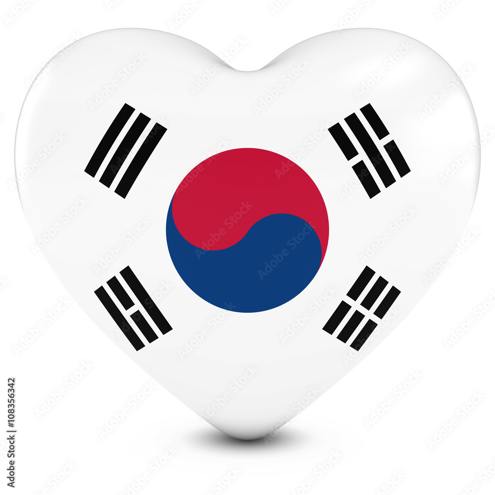 Love South Korea Concept Image - Heart textured with South Korean Flag Love South Korea Concept Image - Heart textured with South Korean Flag