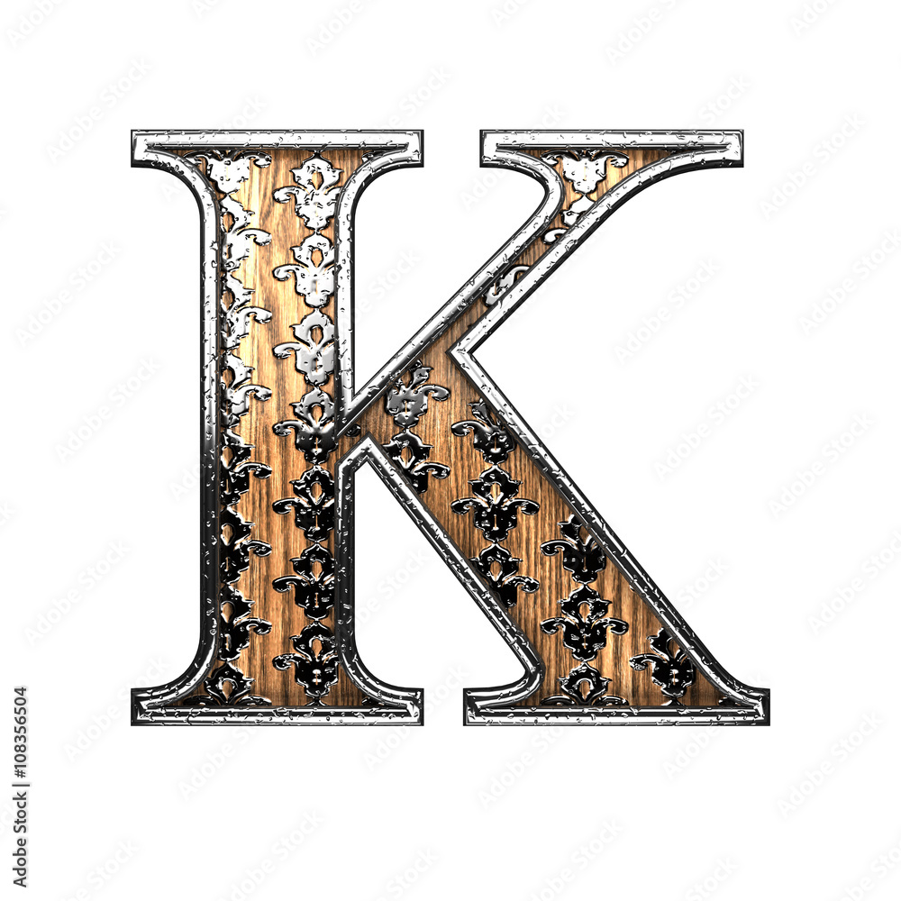 k silver letter. 3D illustration k silver letter. 3D illustration