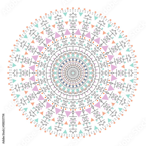 Trendy hipster colored circle, bright philosophical symbol, circular elements that are a religious,