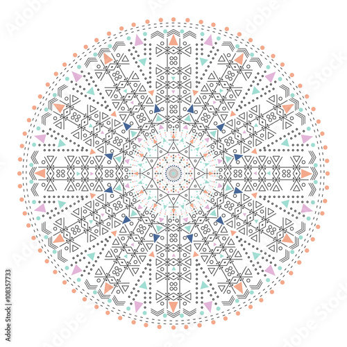Trendy hipster colored circle, bright philosophical symbol, circular elements that are a religious,