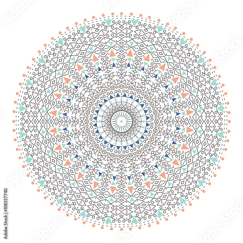 Trendy hipster colored circle, bright philosophical symbol, circular elements that are a religious,