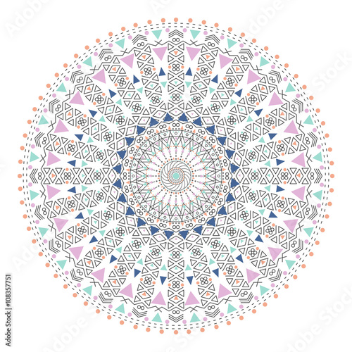Trendy hipster colored circle, bright philosophical symbol, circular elements that are a religious,