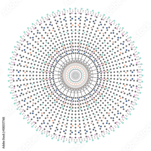 Trendy hipster colored circle, bright philosophical symbol, circular elements that are a religious,