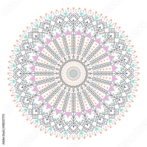 Trendy hipster colored circle, bright philosophical symbol, circular elements that are a religious,