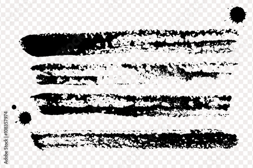 Black ink vector brush strokes. Grunge texture