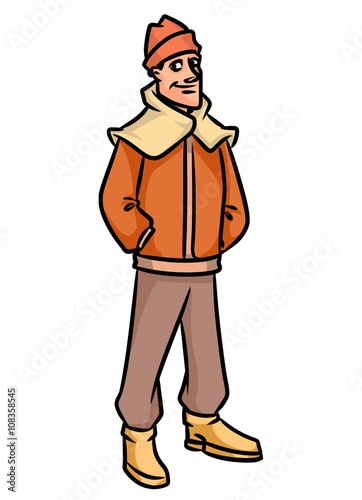 Man warm clothing cartoon illustration isolated image character