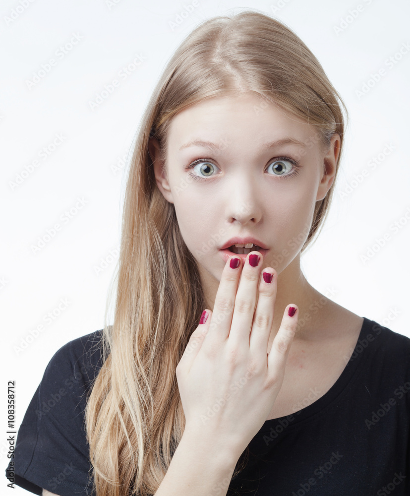 beautiful girl surprised portrait isolated beautiful girl surprised portrait isolated