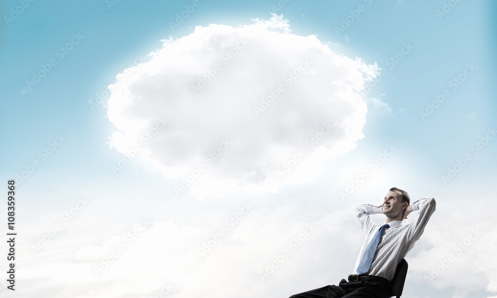 Businessman and ideas in his head Businessman and ideas in his head