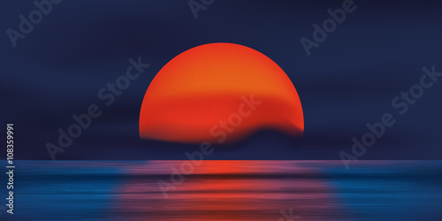 Coucher de soleil rouge - océan © pict rider