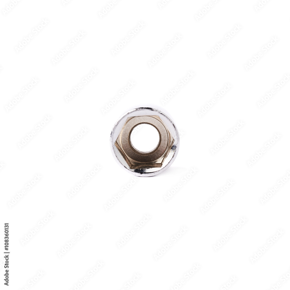 Single of hex socket of spanner over isolated white background Single of hex socket of spanner over isolated white background
