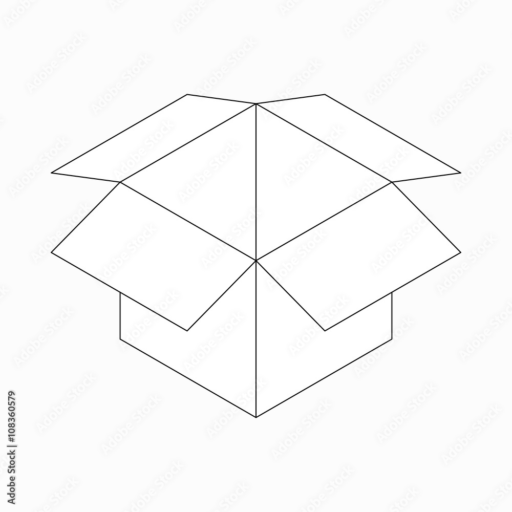 Opened cardboard box icon, isometric 3d style Opened cardboard box icon, isometric 3d style