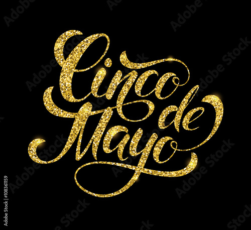 Cinco de Mayo glittering lettering design.