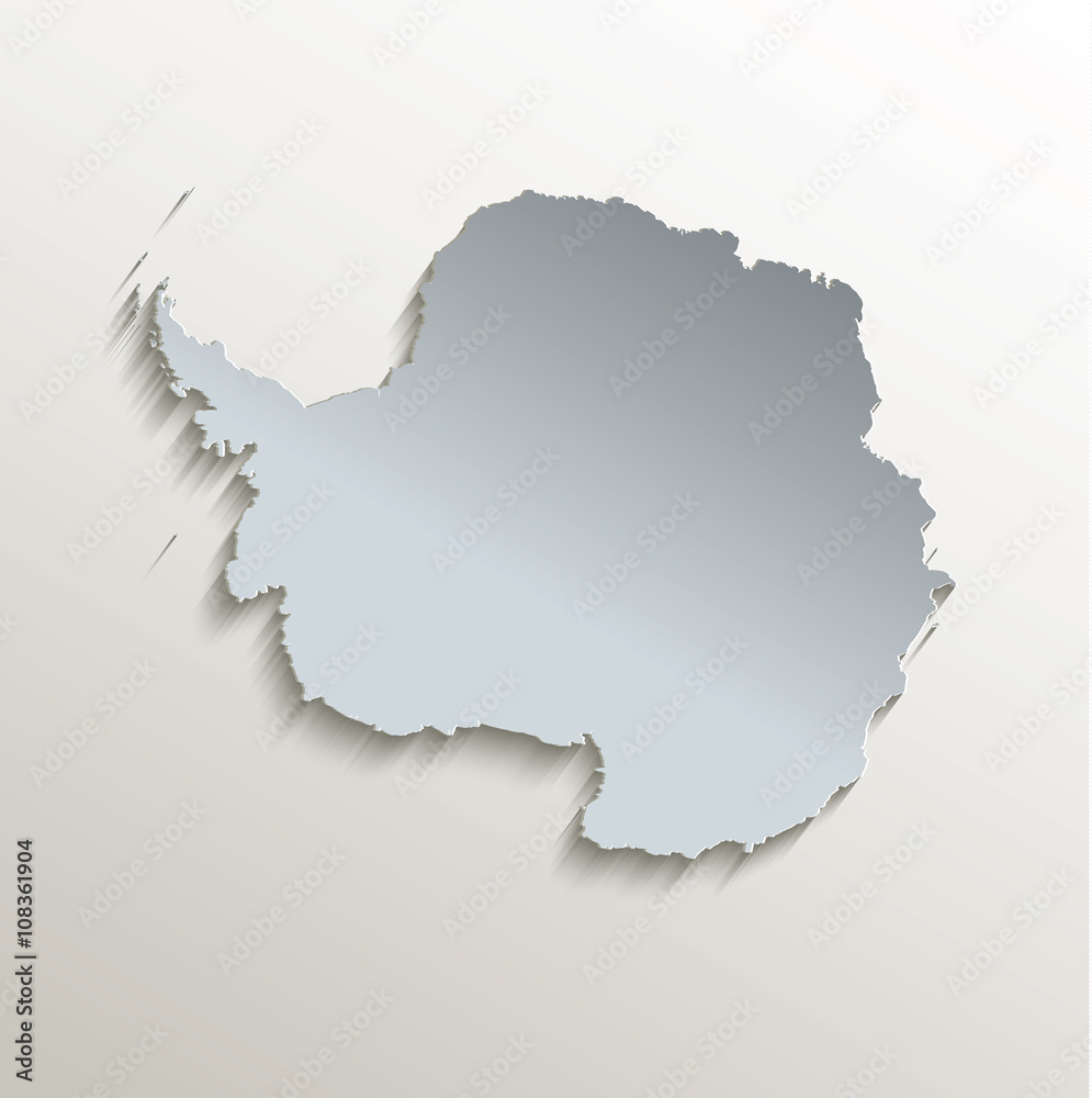 Antarctica map white blue card paper 3D vector