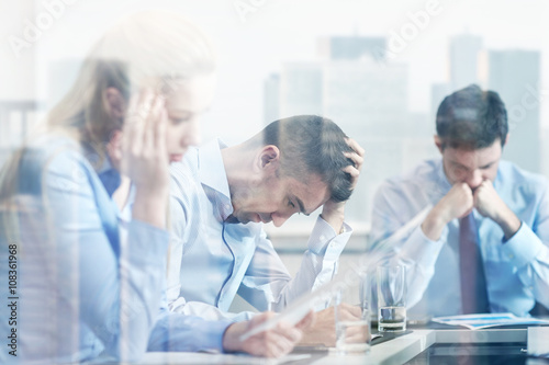 business people having problem in office photo
