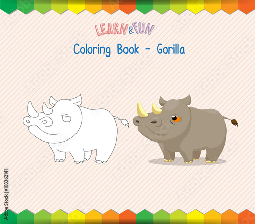 Rhino coloring book educational game