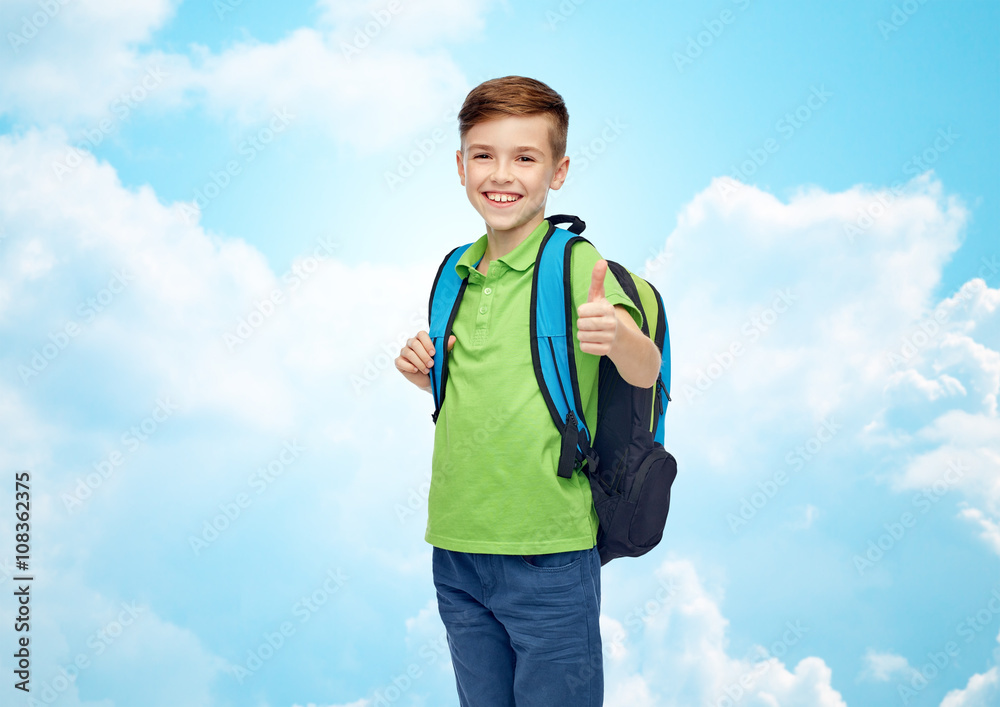 happy student boy with school bag