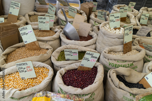 Photography Variety of legumes for sale on the market