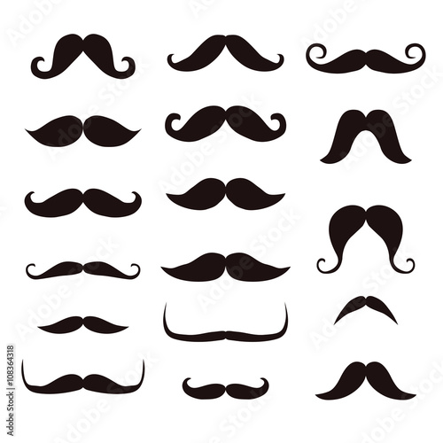Set mustache, isolated on white background