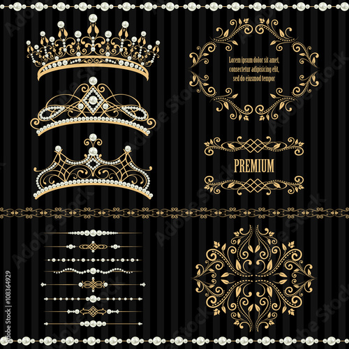 Set collections of royal design elements photo