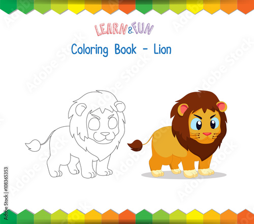 Lion coloring book educational game