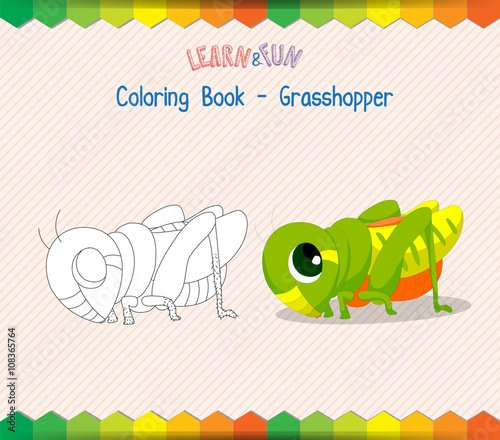 Grasshopper coloring book educational game