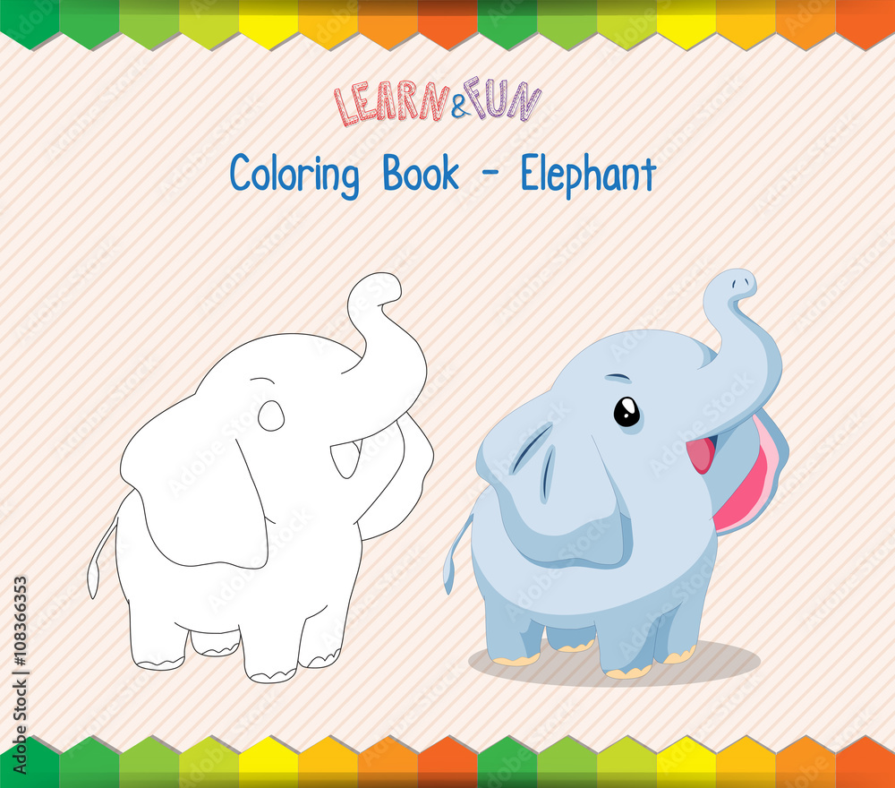 Naklejka premium Elephant coloring book educational game