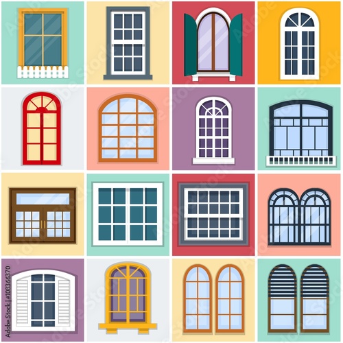 Vector illustration of windows set.