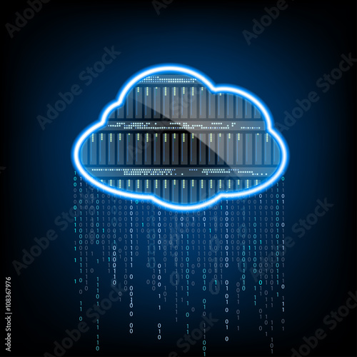 Cloud computing. Server for data storage. Abstract technology ba