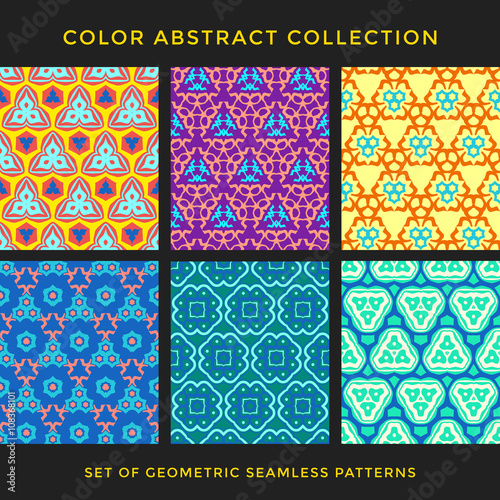 color abstract seamless pattern set.