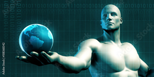 Εκτύπωση καμβά Businessman Holding the World in His Hands
