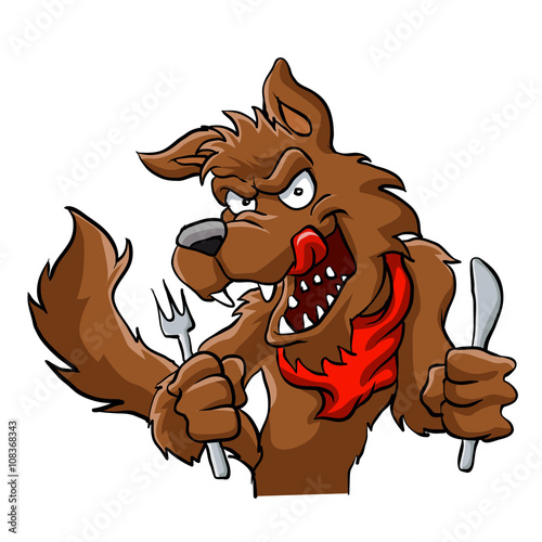 Big bad cartoon wolf. Hungry cartoon wolf .