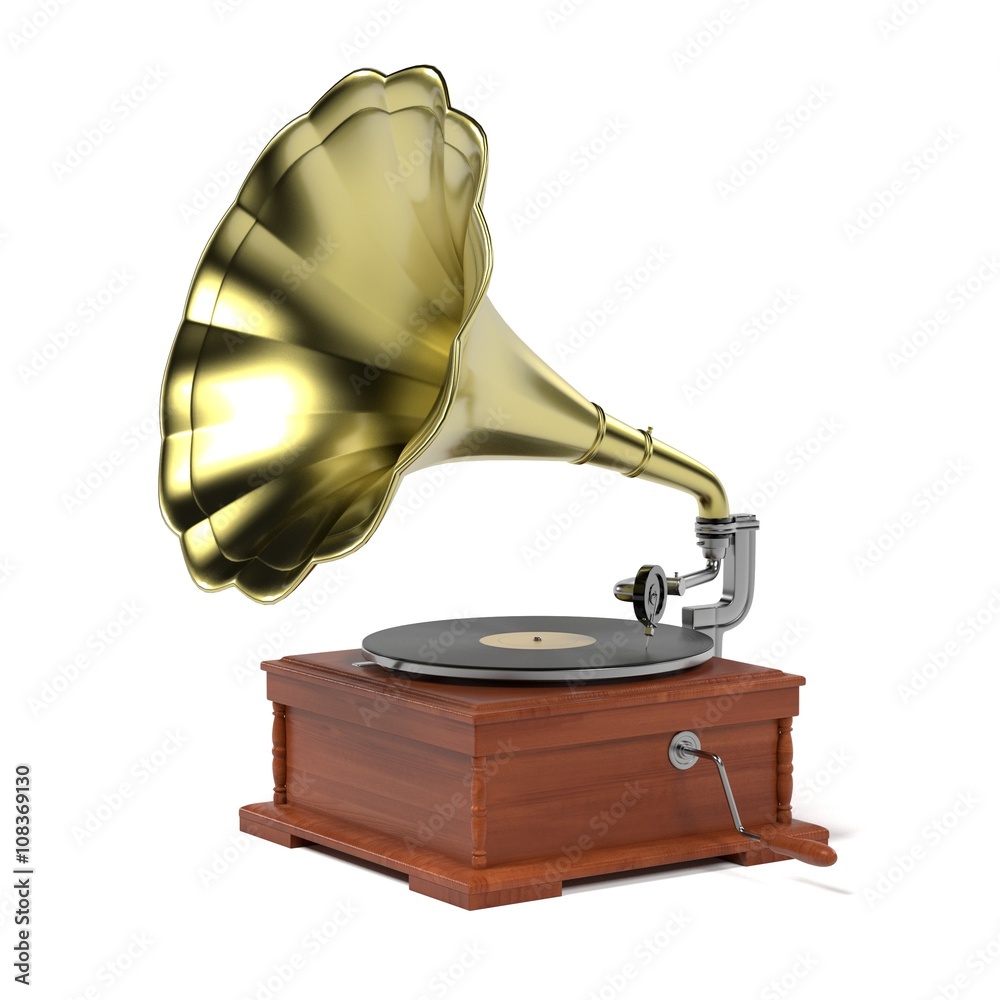 Fototapeta premium 3d render of vintage gramophone