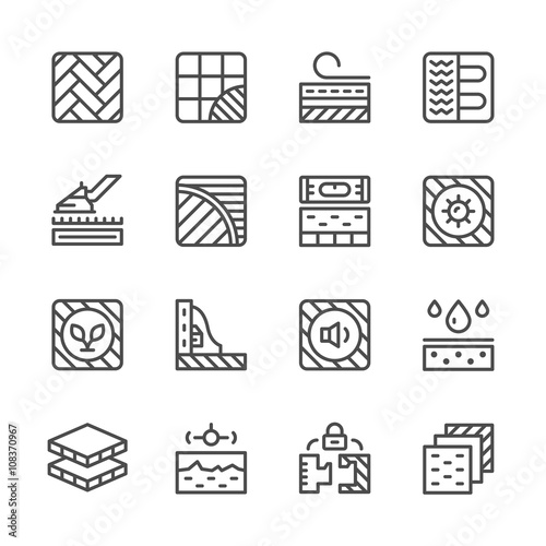 Set line icons of floor