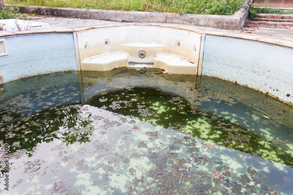 Abandoned and unclean swimming pool