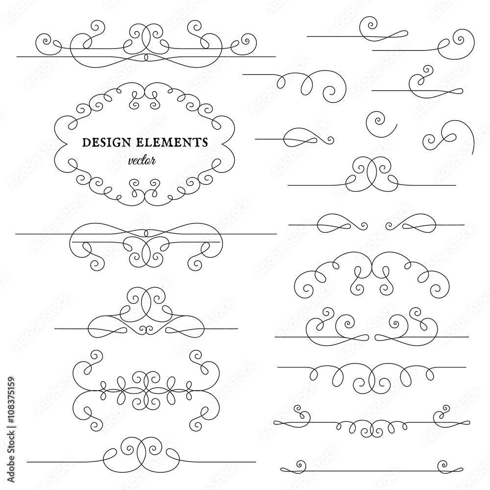 set of vintage calligraphic elements