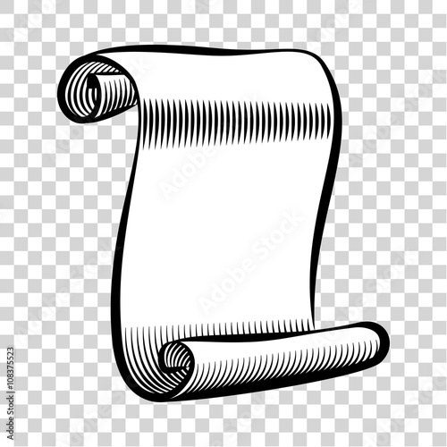 Paper scroll icon. Illustration of rolled paper scroll. 