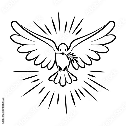 Flying dove vector sketch. Dove of Peace.
