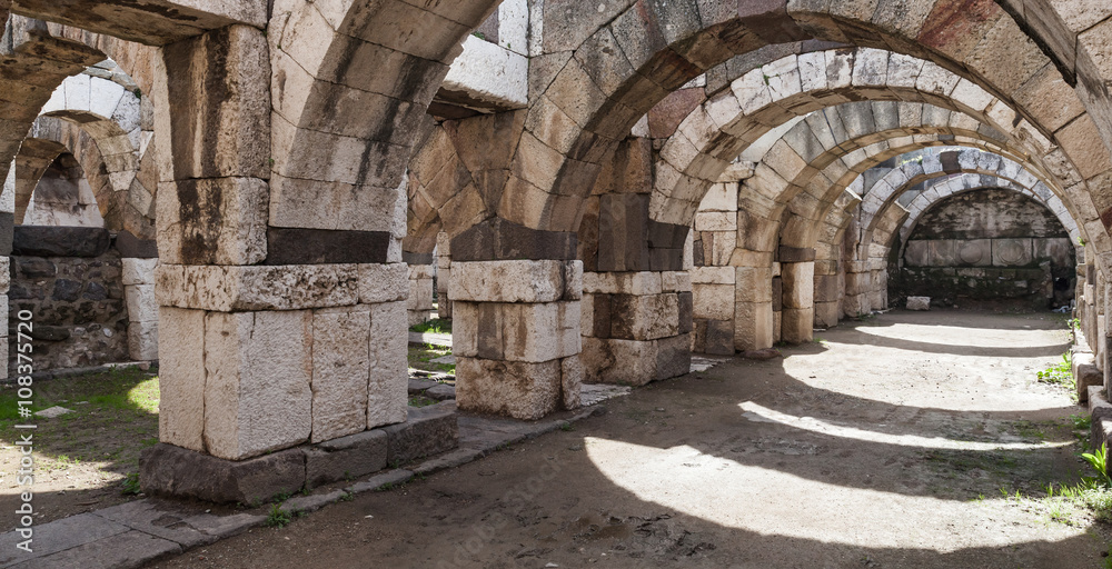 Empty stone arcade with columns, Smyrna