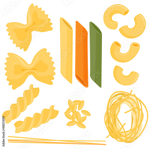 Pasta collection. Vector illustration photo