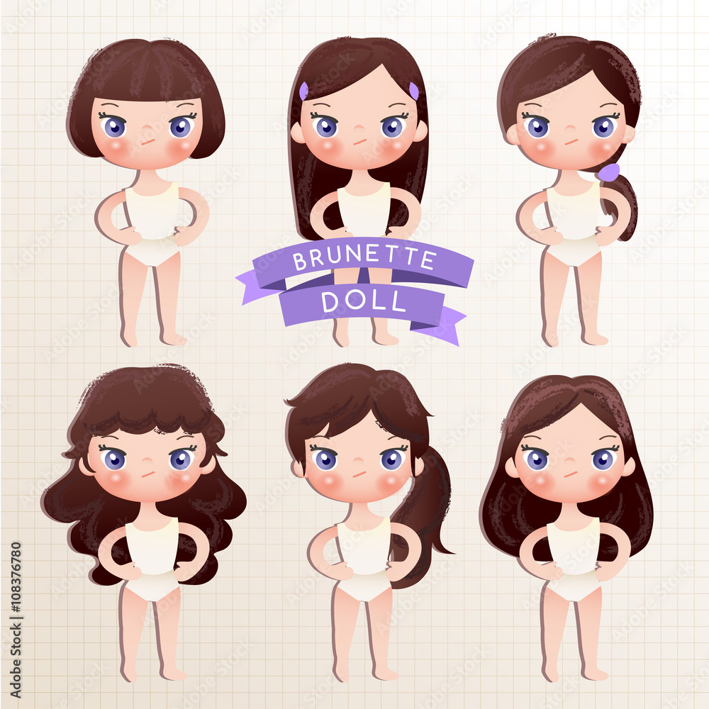 Set of Cute Paper Doll : Vector Illustration Set of Cute Paper Doll : Vector Illustration