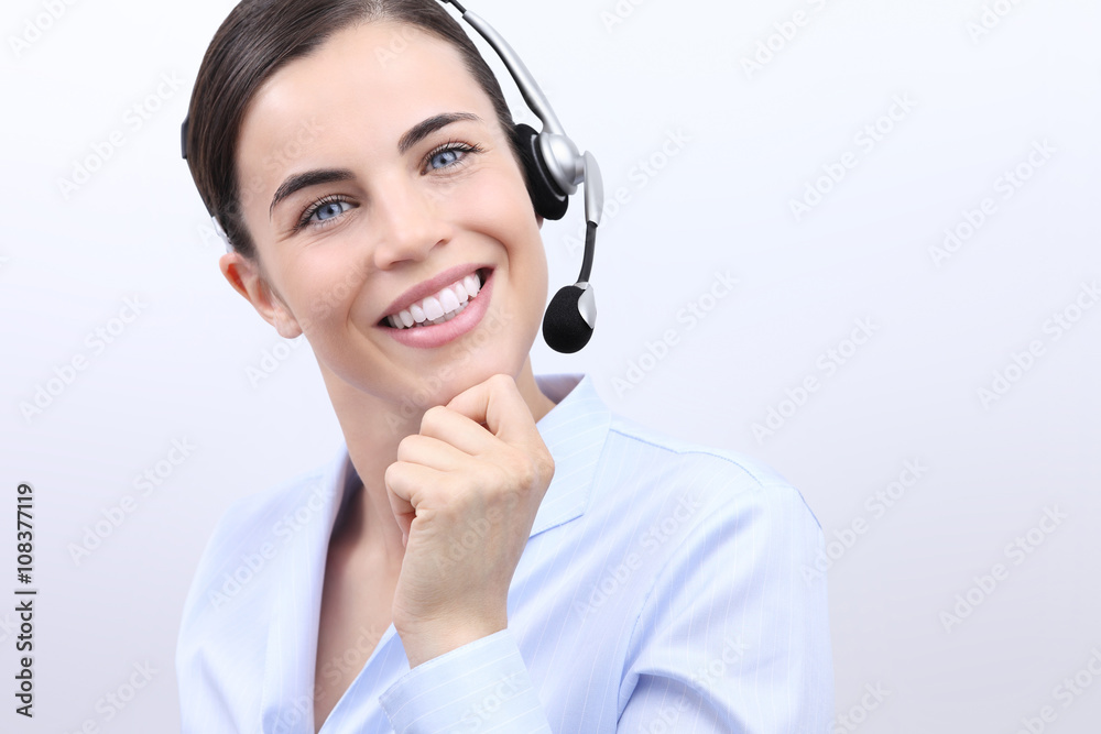 contact us, customer service operator woman with headset smiling contact us, customer service operator woman with headset smiling
